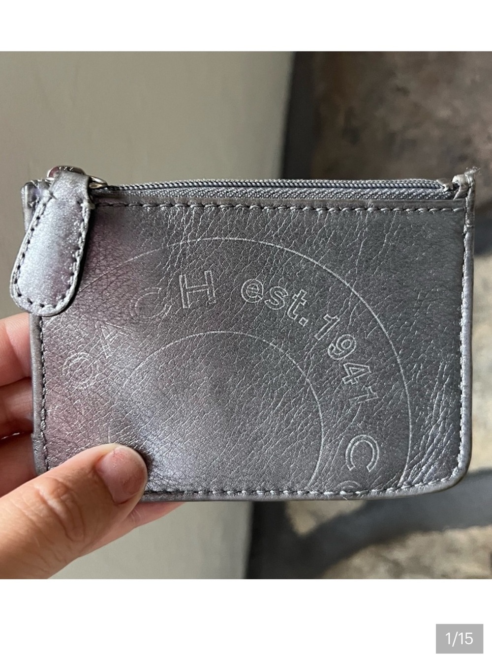 Coach Vintage Mini Leather Metallic Coin Purse with Keychain